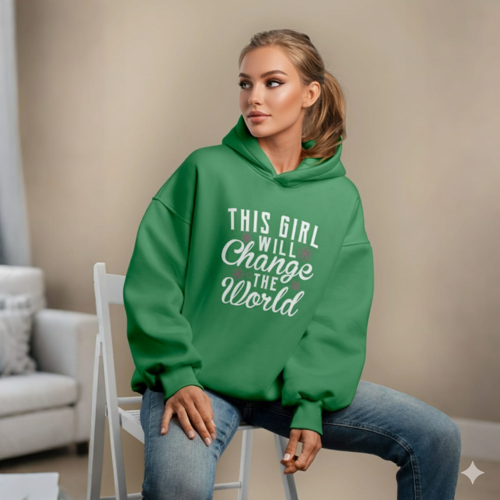 Premium Comfortable Printed Ladies Winter Hoodie ( Purple )