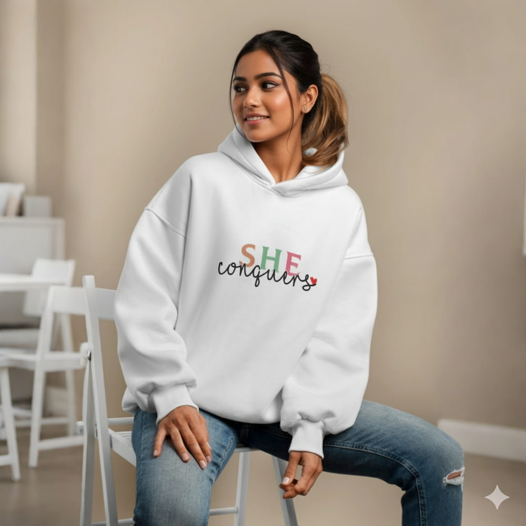 Premium Comfortable Printed Ladies Winter Hoodie ( Purple )