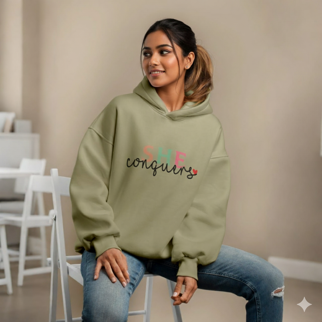 Premium Comfortable Printed Ladies Winter Hoodie ( Purple )