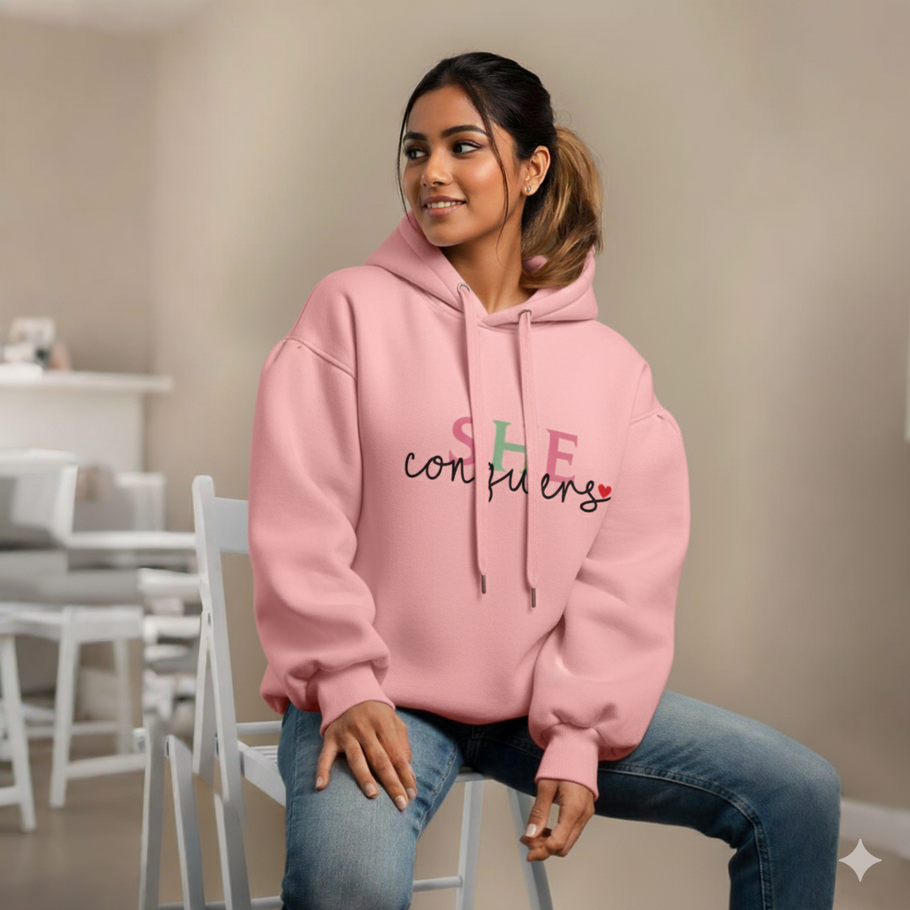 Premium Comfortable Printed Ladies Winter Hoodie ( Purple )