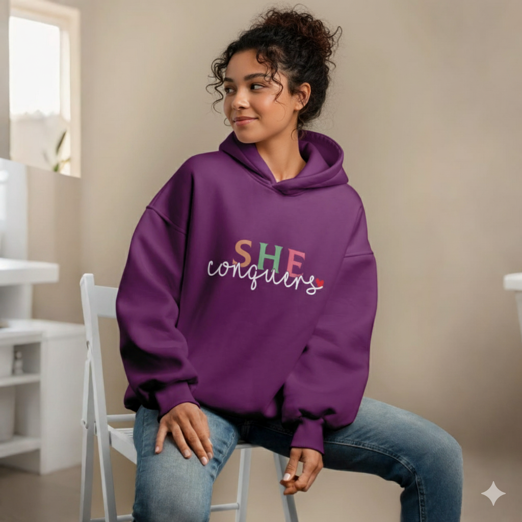 Premium Comfortable Printed Ladies Winter Hoodie ( Purple )